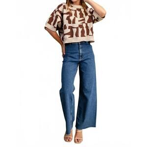 NEW GIGIO geometric print sweater in brown